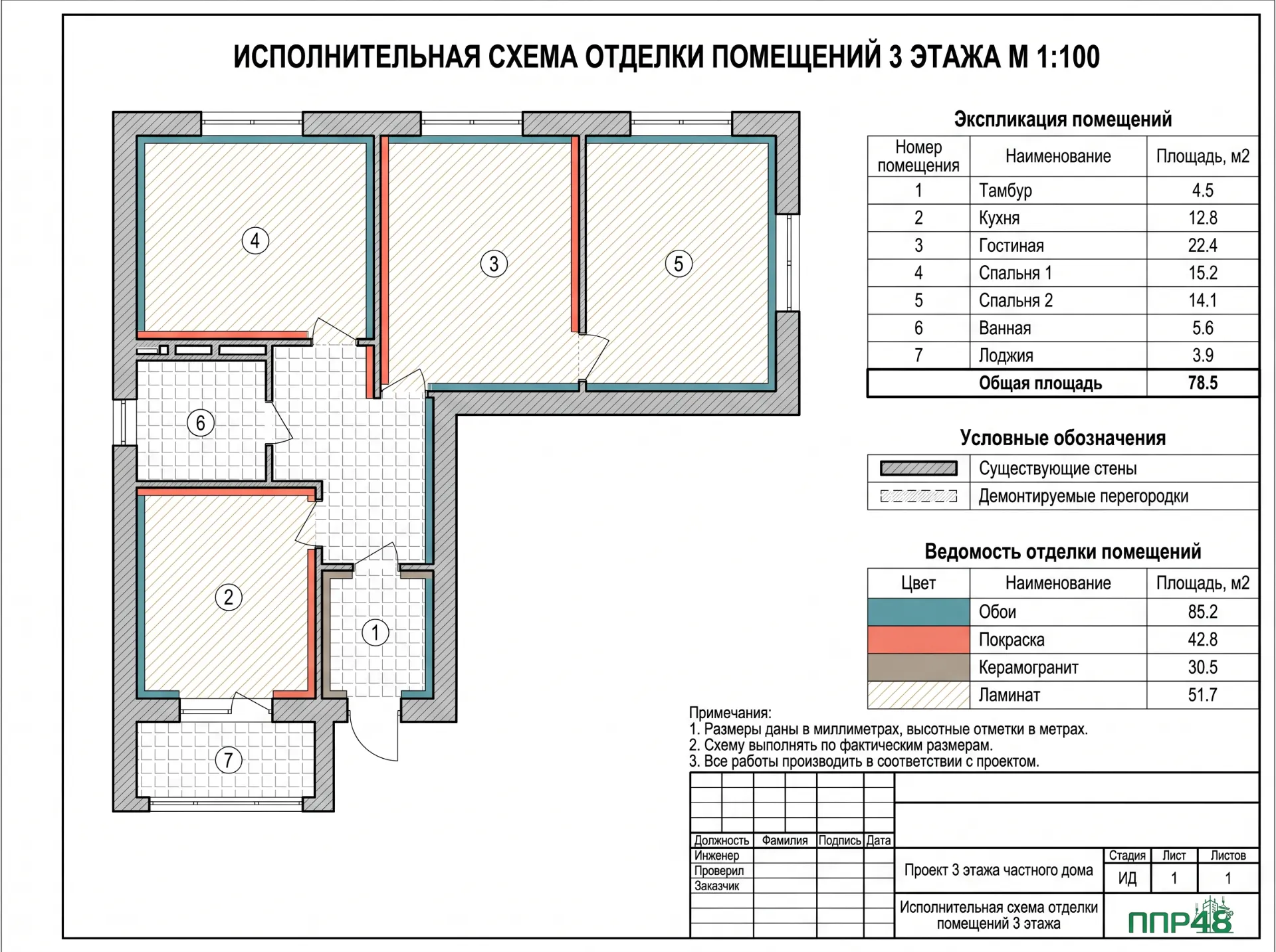 Разработка ИД на отделочные работы в ППР48
