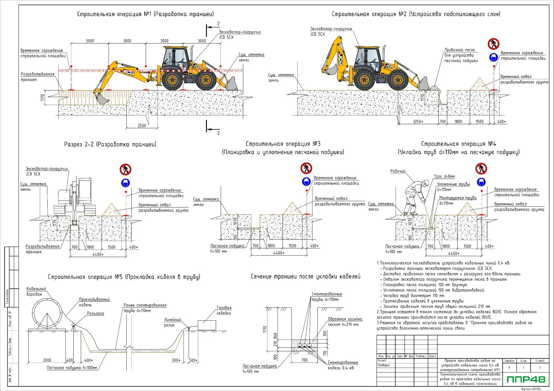ППР на устройство кабеля в траншее